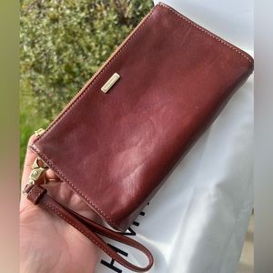 🚨SALE🚨🤎🤎NWOT BRAHMIN Cognac Topsail Daisy Wristlet 🤎🤎